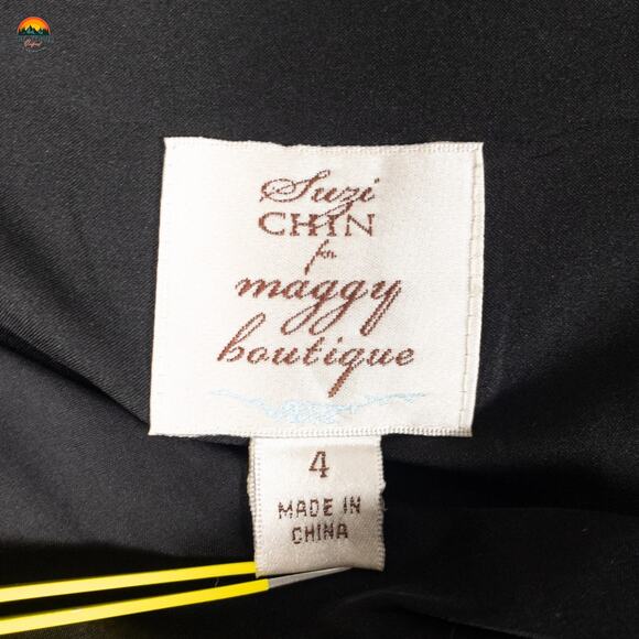 Suzi Chin For Maggy Boutique Shift Dress Black Sleeveless Cotton Blend Women's 4 - Picture 7 of 8